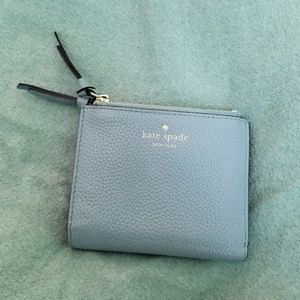 Kate spade light blue gold fold wallet
